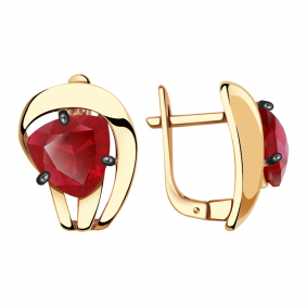 Золотые серьги Александра кл2726а-30ск с рубиновым корундом кл2726а-30ск фото