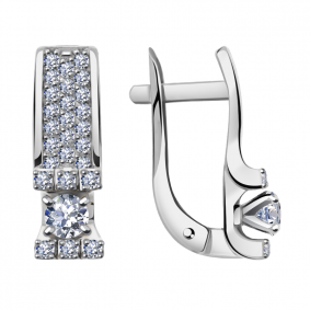 Серьги из белого золота Александра кл2727а-62сб с фианитом и Swarovski кл2727а-62сб фото