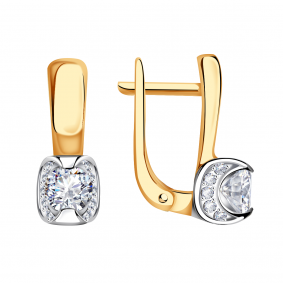 Золотые серьги Александра кл2728а-62сбк с Swarovski кл2728а-62сбк фото