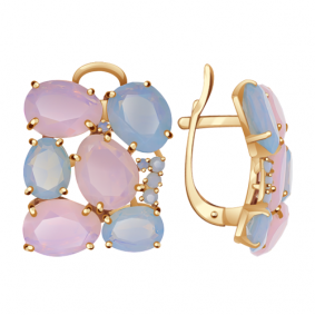 Золотые серьги Александра кл2731а-23с с фианитом и ситаллом кл2731а-23с фото