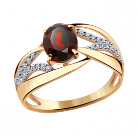 Золотое кольцо Александра кл2736-2ск с фианитом и гранатом кл2736-2ск фото