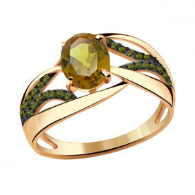 Золотое кольцо Александра кл2736-48ск-са с фианитом и султанитом кл2736-48ск-са фото