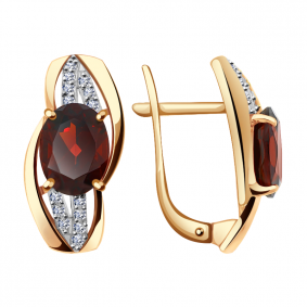 Золотые серьги Александра кл2736а-2ск с фианитом и гранатом кл2736а-2ск фото