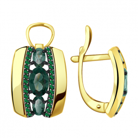 Серьги из лимонного золота Александра кл2738а-26сл-з с фианитом и турмалином кл2738а-26сл-з фото