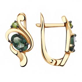 Золотые серьги Александра кл2739а-26ск-са с фианитом и турмалином кл2739а-26ск-са фото