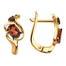 Золотые серьги Александра кл2739а-2ск с гранатом кл2739а-2ск фото