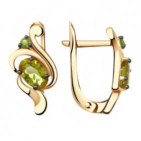 Золотые серьги Александра кл2739а-48ск-са с фианитом и султанитом кл2739а-48ск-са фото