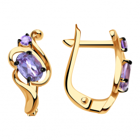 Золотые серьги Александра кл2739а-9ск-си с фианитом и александритом кл2739а-9ск-си фото