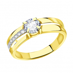 Кольцо из лимонного золота Александра кл2740-62сл с Swarovski кл2740-62сл фото