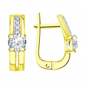 Серьги из лимонного золота Александра кл2740а-62сл с Swarovski кл2740а-62сл фото