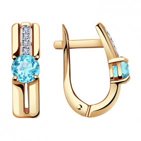 Золотые серьги Александра кл2740а-85ск с топазом и Swarovski кл2740а-85ск фото