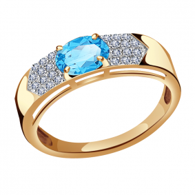 Золотое кольцо Александра кл2743-78ск с топазом и Swarovski кл2743-78ск фото