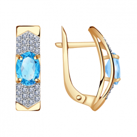 Золотые серьги Александра кл2743а-78ск с топазом и Swarovski кл2743а-78ск фото