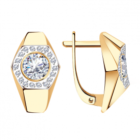 Золотые серьги Александра кл2745а-62ск с Swarovski кл2745а-62ск фото