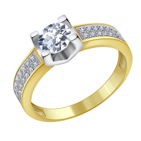 Кольцо из лимонного золота Александра кл2746-62сбл с Swarovski кл2746-62сбл фото