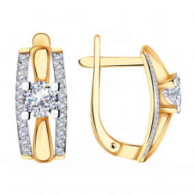 Золотые серьги Александра кл2747а-62ск с Swarovski кл2747а-62ск фото