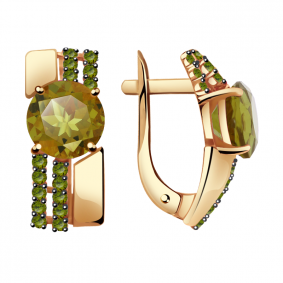 Золотые серьги Александра кл2748а-48ск-са с фианитом и султанитом кл2748а-48ск-са фото