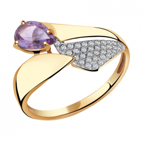 Золотое кольцо Александра кл2753-9ск с фианитом и александритом кл2753-9ск фото