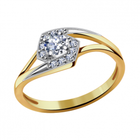 Кольцо из лимонного золота Александра кл2756-62сл с Swarovski кл2756-62сл фото