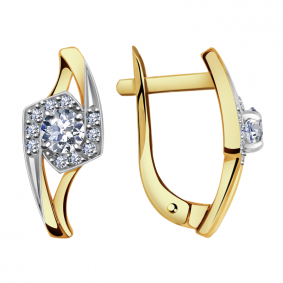 Серьги из лимонного золота Александра кл2756а-62сл с Swarovski кл2756а-62сл фото