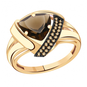 Золотое кольцо Александра кл2757-4ск-ш с фианитом и раухтопазом кл2757-4ск-ш фото