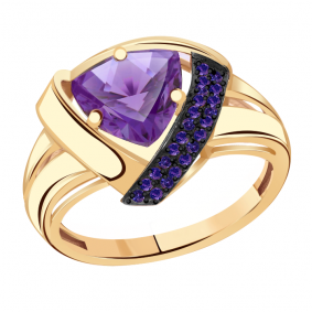 Золотое кольцо Александра кл2757-9ск-си с фианитом и александритом кл2757-9ск-си фото