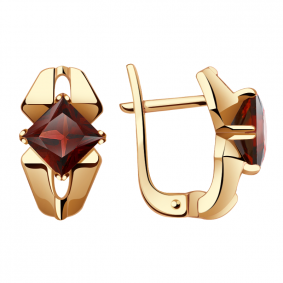 Золотые серьги Александра кл2758а-2ск с гранатом кл2758а-2ск фото