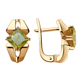 Золотые серьги Александра кл2758а-48ск с султанитом кл2758а-48ск фото