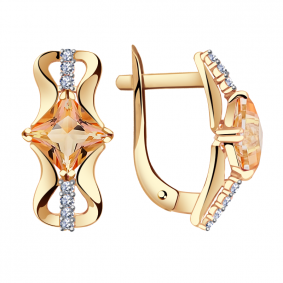 Золотые серьги Александра кл2759а-83ск с топазом Swarovski и Swarovski кл2759а-83ск фото