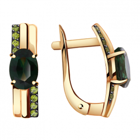 Золотые серьги Александра кл2760а-26ск-са с фианитом и турмалином кл2760а-26ск-са фото