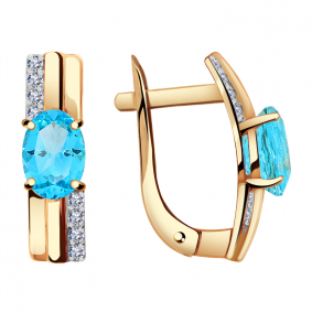 Золотые серьги Александра кл2760а-85ск с топазом Swarovski и Swarovski кл2760а-85ск фото