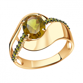 Золотое кольцо Александра кл2764-48ск-са с фианитом и султанитом кл2764-48ск-са фото