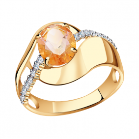 Золотое кольцо Александра кл2764-83ск с топазом Swarovski и Swarovski кл2764-83ск фото