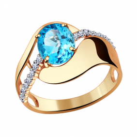 Золотое кольцо Александра кл2764-85ск с топазом Swarovski и Swarovski кл2764-85ск фото