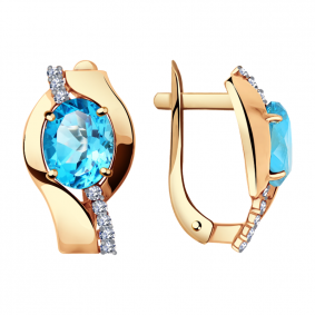 Золотые серьги Александра кл2764а-85ск с топазом Swarovski и Swarovski кл2764а-85ск фото