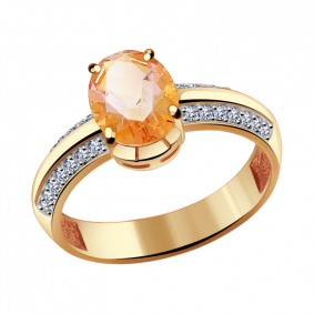 Золотое кольцо Александра кл2766-83ск с топазом Swarovski и Swarovski кл2766-83ск фото