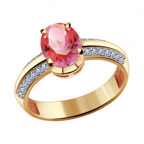 Золотое кольцо Александра кл2766-84ск с топазом Swarovski и Swarovski кл2766-84ск фото