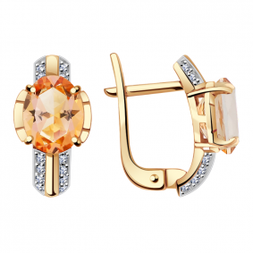 Золотые серьги Александра кл2766а-83ск с топазом и Swarovski кл2766а-83ск фото