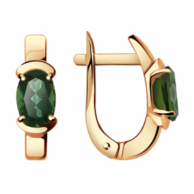 Золотые серьги Александра кл2767а-26ск с турмалином кл2767а-26ск фото