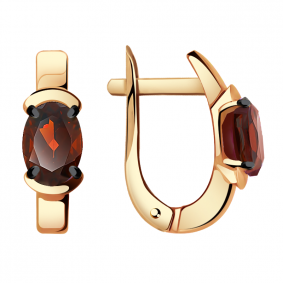 Золотые серьги Александра кл2767а-2ск с гранатом кл2767а-2ск фото