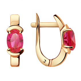 Золотые серьги Александра кл2767а-30ск с рубиновым корундом кл2767а-30ск фото