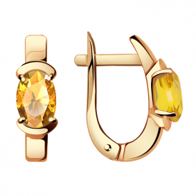 Золотые серьги Александра кл2767а-6ск с цитрином кл2767а-6ск фото