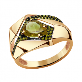 Золотое кольцо Александра кл2770-48ск-са с фианитом и султанитом кл2770-48ск-са фото