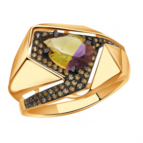 Золотое кольцо Александра кл2770-49ск-ш с фианитом и аметрином кл2770-49ск-ш фото