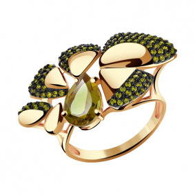 Золотое кольцо Александра кл2772-48ск-са с фианитом и султанитом кл2772-48ск-са фото