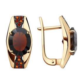 Золотые серьги Александра кл2773а-34ск-к с фианитом и гранатом кл2773а-34ск-к фото