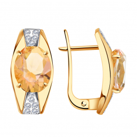 Золотые серьги Александра кл2773а-83ск с топазом Swarovski и Swarovski кл2773а-83ск фото