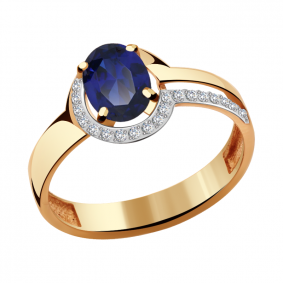 Золотое кольцо Александра кл2782-27ск с фианитом и гидротермальным сапфиром кл2782-27ск фото