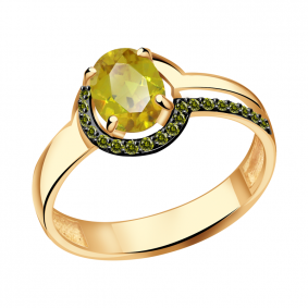 Золотое кольцо Александра кл2782-48ск-са с фианитом и султанитом кл2782-48ск-са фото