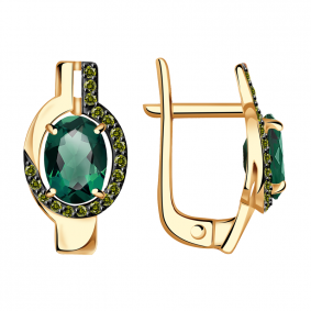 Золотые серьги Александра кл2782а-26ск-са с фианитом и турмалином кл2782а-26ск-са фото